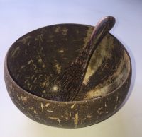 Coconut shell Bowl(M) and wooden spoon