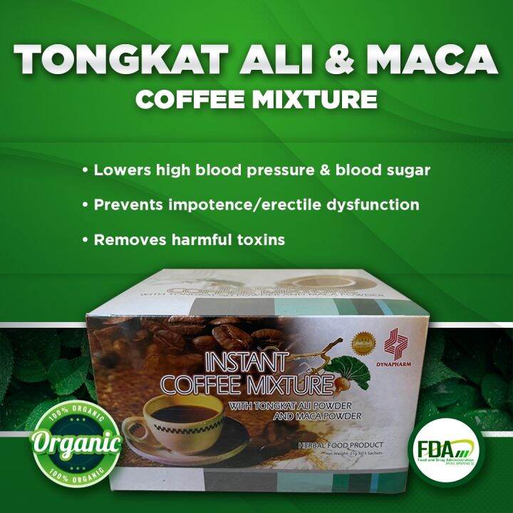 Maca coffee by Dynapharm. Maca with Tongkat ali coffee. Energy booster