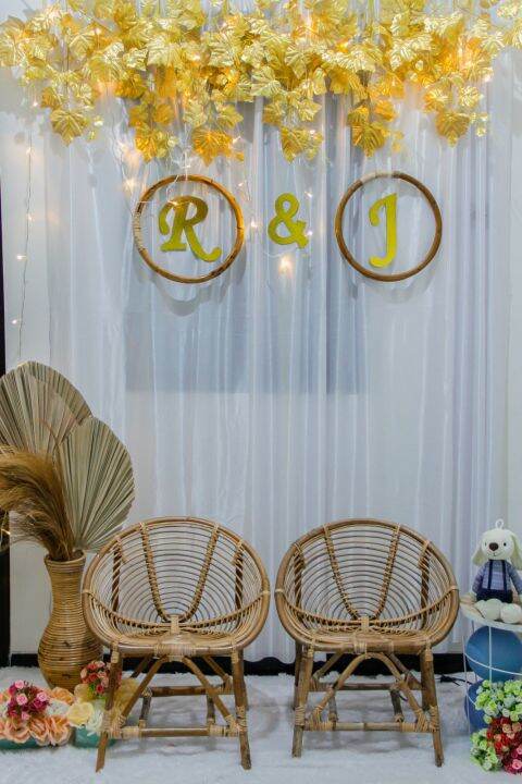 Dekorasi lamaran paket daun emas/ backdrop lamaran/ backdrop nikah
