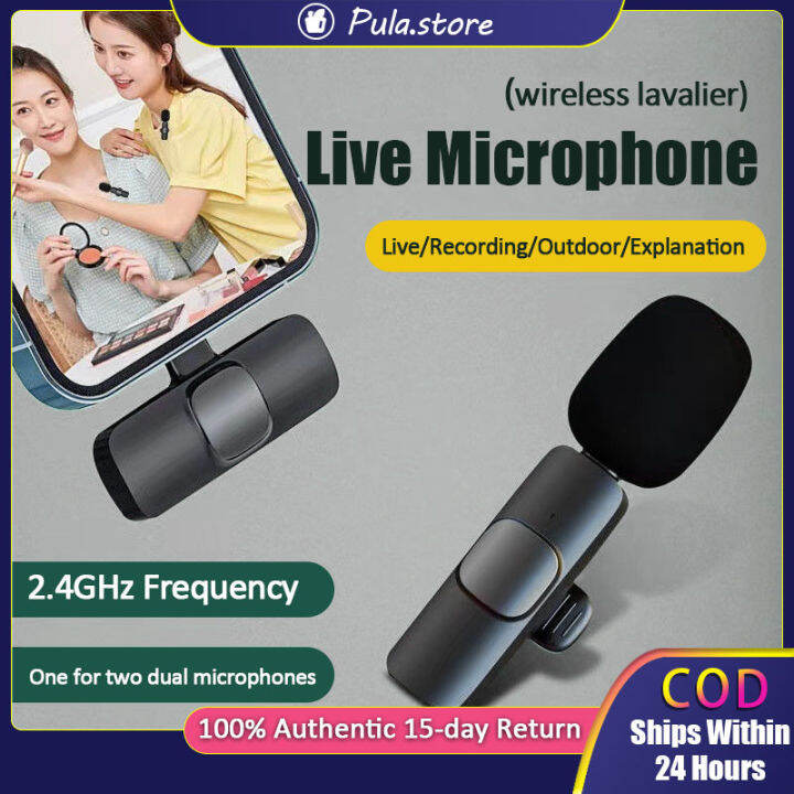 Wireless Lavalier Mini Microphone for Phone Vlogging Cellphone Clear