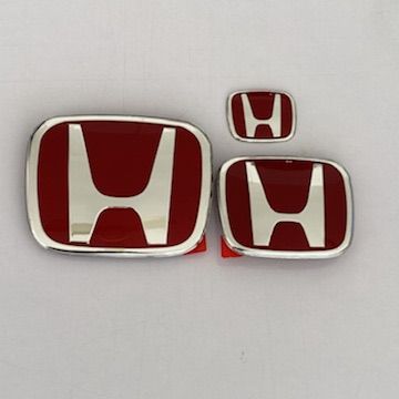 โลโก้ H แดง ติดหน้า-หลัง-พวงมาลัย ( 1 ชุดมี 3 ชิ้น) สำหรับติด รถ Civic FB ปี (2012-2015) สำหรับติดรถ Jazz ปี (2006-2009)