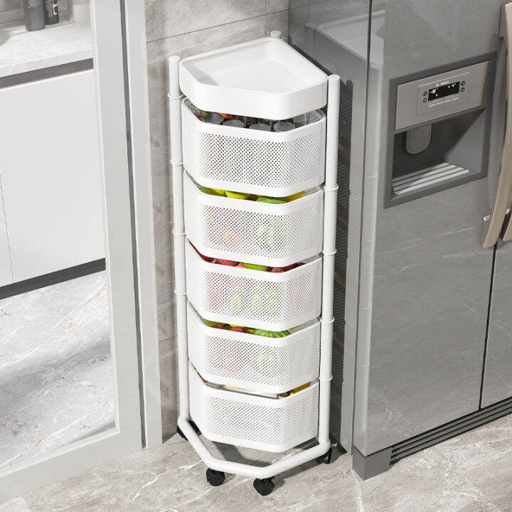 Rotating Vegetable Rack Kitchen Triangle Dish Rack FloorStanding Multi