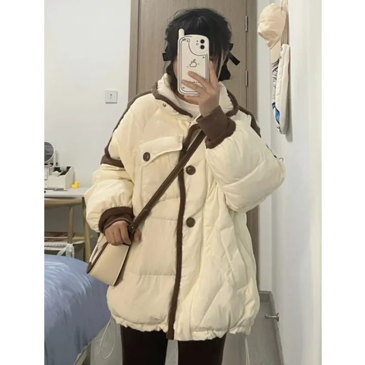 saferido Winter big wool collar cotton padded clothes men's fashion ins coat loose Korean tooling cotton padded jacket thickened