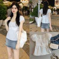 white story top?(390฿ฟรีส่ง) สาวหวานห้ามพลาดเลย!! เสื้อทรงแขนตุ๊กตา ผ้าดีรีดง่ายและเป็นทรง ดีไซน์น่ารัก มียางยืดหลังเพิ่มความกระชับ ใส่แล้วฟีลสาวเกา สวยลงตัวที่สุด  Tag ??.????  Size : Free size อก31-36” ยาว19.5”