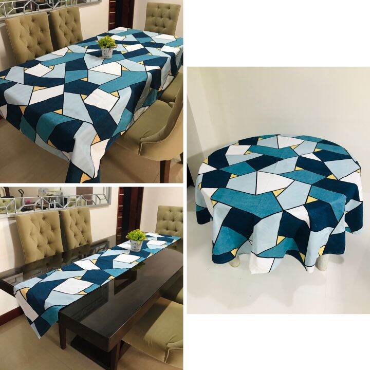 Blue Abstract Table Cover / Table Runner / Round Table Lazada PH