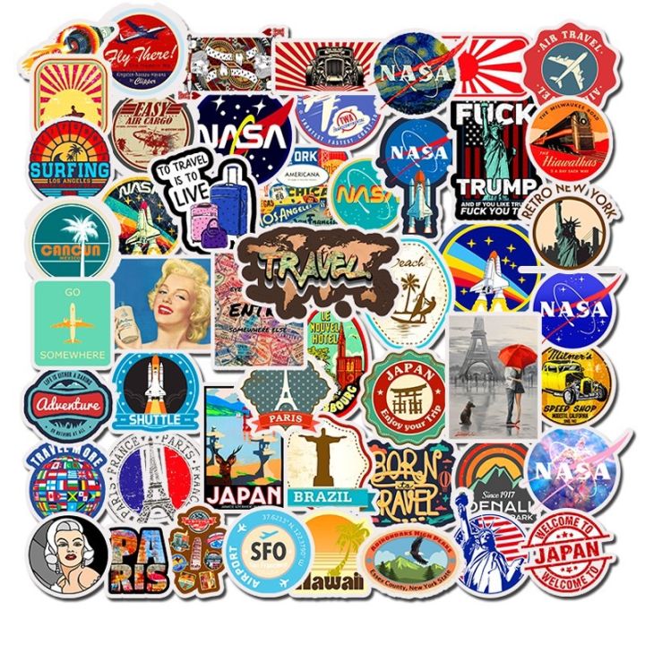 sticker-สติ๊กเกอร์-travel-h-36-ท่องเที่ยว-50-ชิ้น-เดินทาง-นาซ่า-นาซา-nasa-ตั้งแคมป์-แคมป์-เดิน-ป่า-แคมป์ปิ่ง-วินเทจ-อวกาศ-outdoor-เดินป่า-แคมป์-ป่า-กระเป๋า-กระเดินทาง-เครื่องบิน-ต่างประเทศ