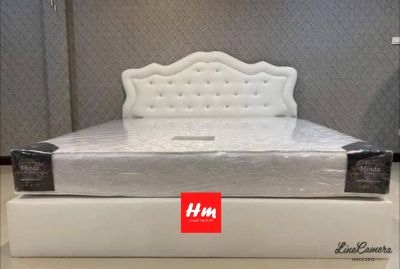 เตียงนอน5ฟุตหัวเบาะสีขาวสวยหรูทันสมัยมีสีแบบให้เลือกสินค้าพร้อมส่ง