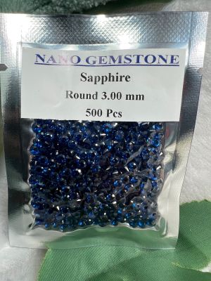 Blue Sapphire พลอยไพลิน สีน้ำเงิน( LAB ) อัญมณี...ทรงกลม พลอย ขนาด  3.00 มิลลิเมตร Millimeter (จำนวน 100 PCS เม็ด)