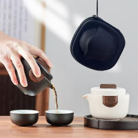 Portable travel tea set, portable outdoor tea set, one pot and two cups set