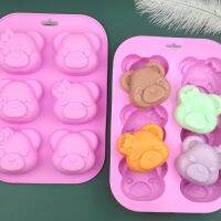 Cute Bear silicone mold แม่ พิมพ์ซิลิโคน พิมพ์วุ้น พิมพ์เค้ก พิมพ์ขนม พิมพ์ช็อคโกแลต ลาย หมีน่ารัก 6 หลุม