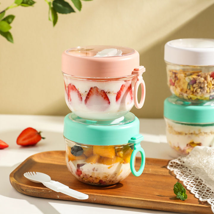 Salad Cup Overnight Oatmeal Cup With Lid And Spoon Sealing