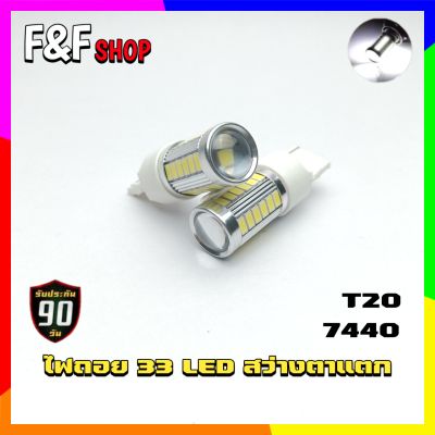 (1คู่) หลอดไฟถอย LED หลอดไฟสำหรับรถยนต์ 33 LED 7440 ขั้วเสียบ T20