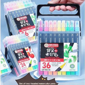 12pcs/set Washable Ink Colored Brush Pens For Art, Double-headed Watercolor  Pens