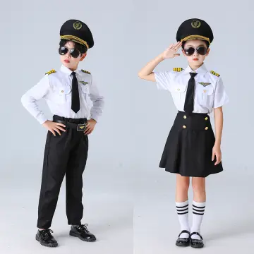 Pilot Aviator Outfit First Class Stewardess Costume Cabin Crew Fancy Dress  - Papootz | Halloween Fancy Dress Costumes
