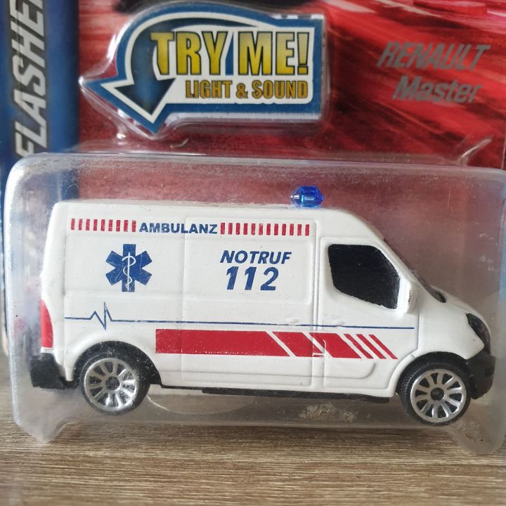 โมเดลรถเหล็ก-majorette-renault-master-ambulanz-notruf-112-s-o-s-flashers-white-สีขาว-รถฉุกเฉิน-โมเดลรถสะสม