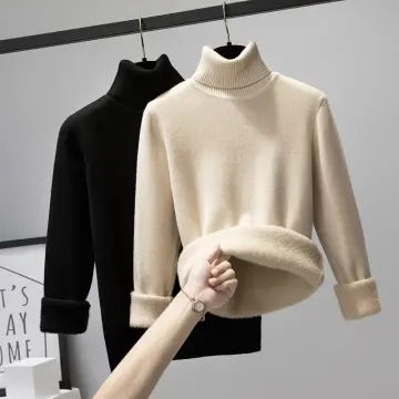 Autumn Winter 100% Pure Wool Soft Thickening Sweater Women Half-high Collar  Jacquard Pullover Basis Casual Cashmere Knit Top