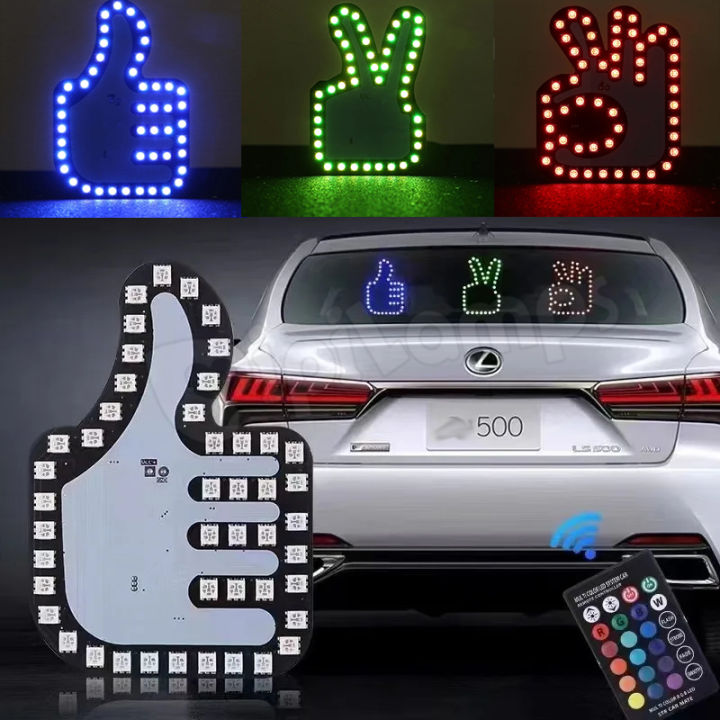 Universal Funny Car Finger Light With Remote Road Rage Signs