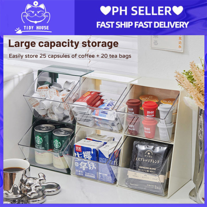 Tea Bag Display Rack Capsule coffee bar storage box Office Desktop