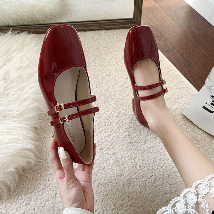 Vintage Mary Jane Shoes Women's Spring 2023 New Square Toe LowCut