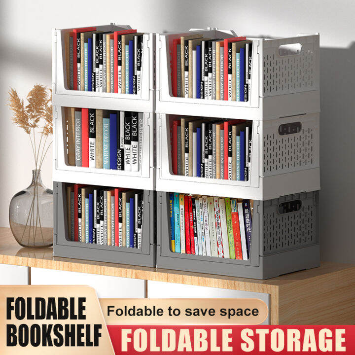 Bookshelf Heavy Duty Foldable Collapsible Shelf with Wheels with Breaks