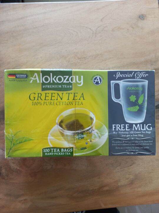Alokazy Premium Green Tea 100 Pure Ceylon Tea/100 Green Tea Bags and