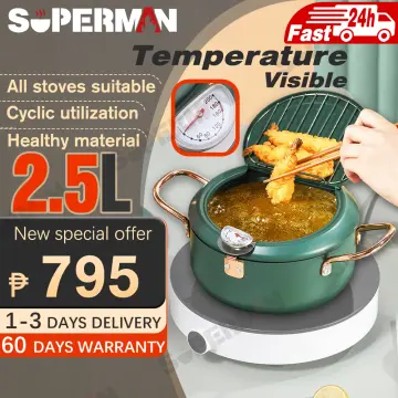 24CM Japanese Deep Frying Pot Oil Fryer with a Thermometer and a