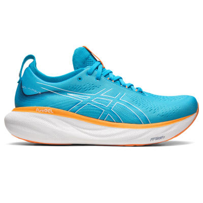 ASICS :  GEL-NIMBUS 25 MEN RUNNING รองเท้า ผู้ชาย รองเท้าผ้าใบ รองเท้าวิ่ง ของแท้ หน้ากว้างพิเศษ 4E  ISLAND BLUE/SUN PEACH