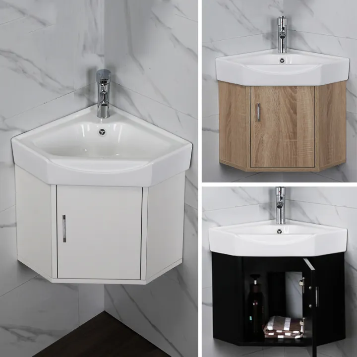 Hgkele Small Apartment Ceramic Triangle Wash Basin Integrated Basin