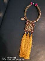 สร้อยชาวเขาทำมือโดดเด่นด้วยพู่สีทอง (hilltribe necklace​ style with  golden  tassel)