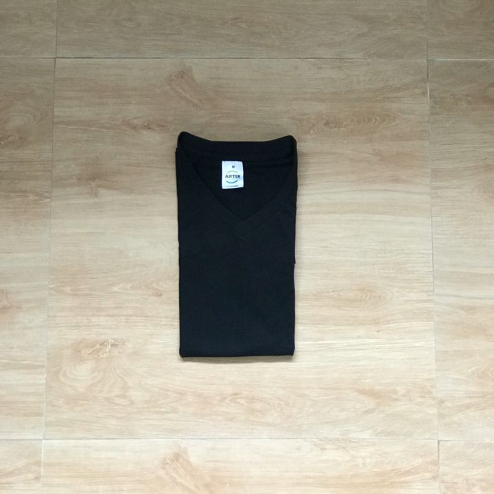 Artix V-Neck Tshirt shirt (100% Cotton)- Black | Lazada PH