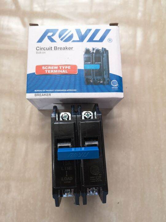 royu mini circuit breaker bolt on type screw type teminal 2 polt 15a ...
