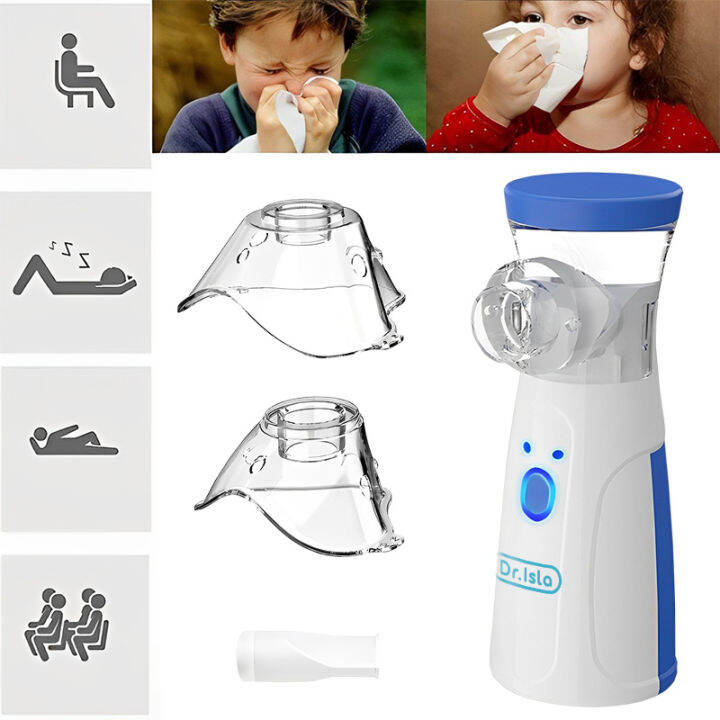 Dr.isla Nebulizer portable alat terapi pernapasan asma untuk anak dan dewasa + kabel USB N7 Kids
