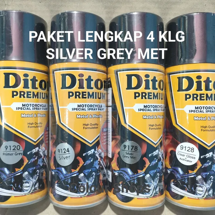 Pilok Cat Diton Premium Paket Lengkap Kaleng Silver Grey Met Abu Abu Metalik Primer Grey