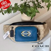 กระเป๋าคาดอก Coach Track Belt Bag In Colorblock Signature Canvas With Coach Stamp