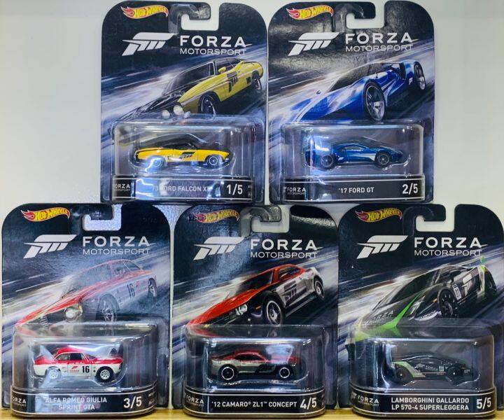 Hobby Store xe mô hình Hot Wheels 2018 Forza Motorsport Retro Set Lẻ ( Ford  GT, Falcon, Camaro, Lamborghini, Alfa Romeo) 