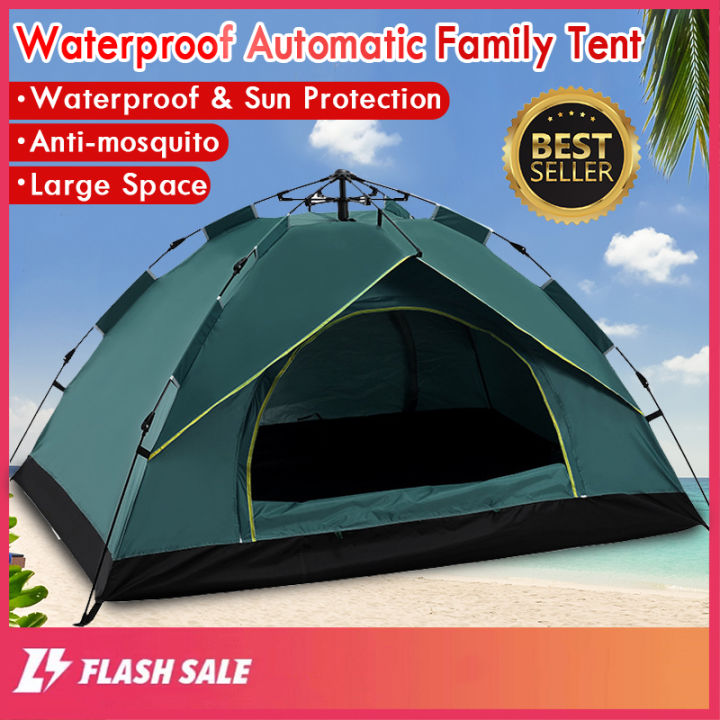 Waterproof Automatic Camping Tent 4-5 Person Tent Outdoor Waterproof Camping  Outdoor Camping Tent Two Doors Double Layer Tent for Camping Waterproof 4  to 5 Person Tent Sunscreen (200*200*135CM) | Lazada PH