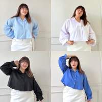 POLA CROP SHIRT Plussize เสื้อเชิ้ตคนอ้วน สาวอวบ เสื้อครอปสาวอวบ เสื้อเชิ้ตแขนยาว