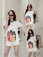 พร้อมส่ง เสื้อยืด ลายน่ารัก แต่งขอบดำ เสื้อ อก 34-46 ยาว 26