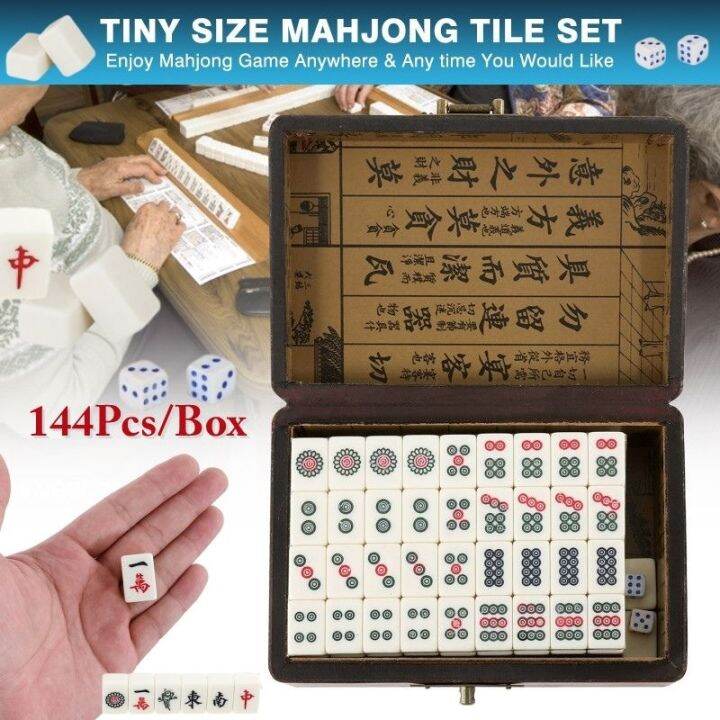 144Pcs/Set Mah-Jong Chinese Entertainment Mahjong Set Game Board