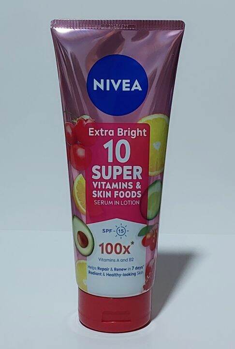 Nivea Extra Bright 10 Super Vitamin & Skin Foods Serum in Lotion 320ml ...