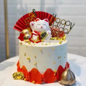 Acrylic Cute Lucky Cat Maneki-Neko Cake Topper Party Decoration for Wedding  Anniversary Birthday Graduation - Walmart.com