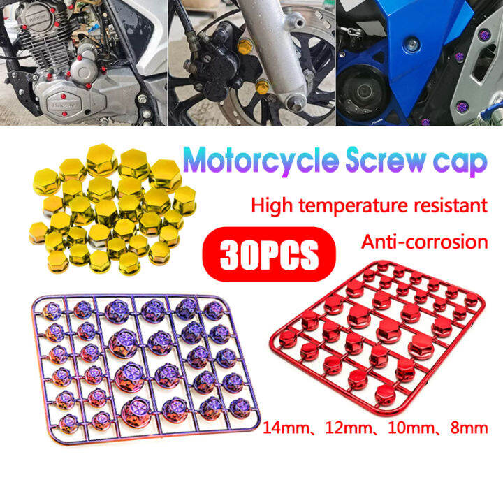30pcs/Set Titanium Screw Nut Cap Cover Nut Skru Universal Y15 LC135