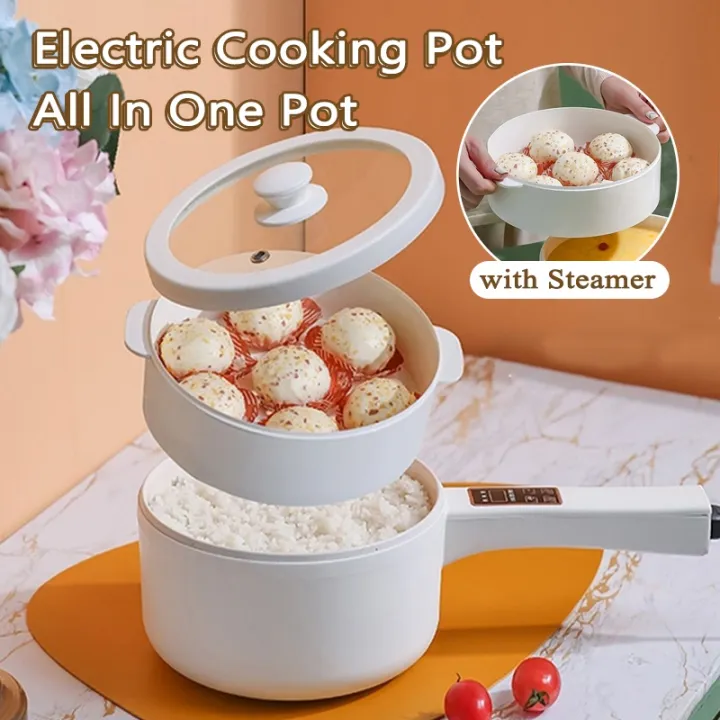 Electric Rice Cooker Hot Pot Multi Cooker 1 8l Mini Non Stick Ceramic Frying Pan Kitchen Lazada