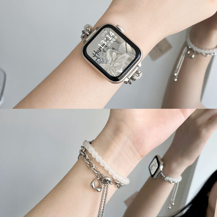สายนาฬิกา-applewatch8เหมาะสำหรับนาฬิกาแอปเปิ้ลรุ่นผู้หญิงฤดูร้อนโลหะ-iwatch7-6สร้อยข้อมือ-s8s7s6s5สายนาฬิกาสำหรับ-iphonewatch-รุ่นที่2ดูแพง