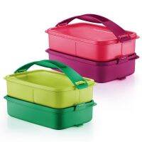 Tupperware Click To Go 900ml ปิ่นโตทัพ​เพอร์​แวร์​ มีสองโทนให้เลือก หูหิ้วสามารถเก็บในกล่องได้เมื่อไม่ใช้งาน