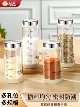 1pc Glass Spice Jar Set With Salt & Msg & Pepper Labels Kitchen