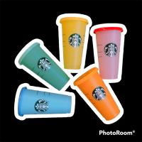 Starbucks Reusable Cups แก้วสตาร์บัค แก้วเปลี่ยนสี ? สินค้าพร้อมส่งจากไทย ?แก้วน้ำน่ารัก แก้วรียูส 24 ออนซ์ + หลอด