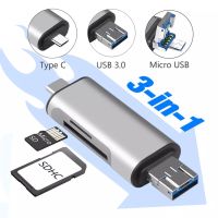 ประเภท C + Micro USB + USB 3.0 In 1 OTG Card Reader ความเร็วสูง USB3.0 Memory Card Reader สำหรับโทรศัพท์ Android คอมพิวเตอร์ Card Reader