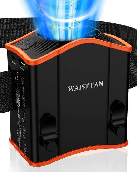 Upgraded Portable Waist Fan with Adjustable Belt,10 Times Strong Wind Waist  Clip Fan with 12000mAh Battery Over 40H Working Time, Belt Fan for Outdoor  Works,Camping,Travel,Fishing | Lazada Singapore