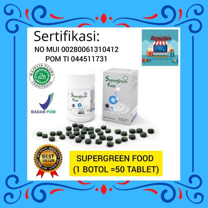 Supergreen Food 50 Tablet Suplemen Spirulina Chlorella Herbal Asam